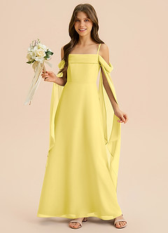 Azazie Moana Junior Canary A-Line Pleated Chiffon Dress image4