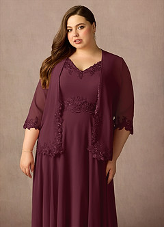 Azazie Devana Mother of the Bride Dresses Cabernet A-Line Sequins Chiffon Dress image8