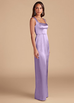 Azazie Flori Bridesmaid Dresses Lilac Sheath Side Slit Metallic Satin Dress image5