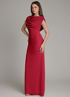 Azazie Hadley Bridesmaid Dresses Scarlet Mermaid Pleated Chiffon Dress image9