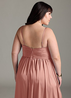 Azazie Alia Brautjungfernkleider A-Linie Plissee Stretch-Satin Kleid Rosettenrosa image15