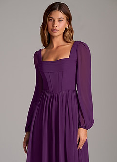 Azazie Maree Bridesmaid Dresses Grape A-Line Corset Chiffon Dress image7