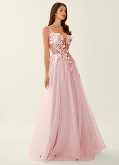 Eulalie Pink 3D Flowers Corset Lace Up Back Prom Dress image3