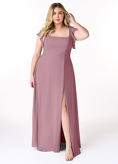 Azazie Bondi Bridesmaid Dresses Vintage Mauve A-Line Ruffled Chiffon Dress image7