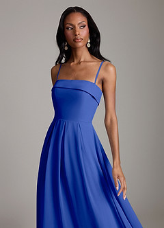 Azazie Lucienne Bridesmaid Dresses Royal Blue A-Line Strapless Chiffon Convertible Dress image3