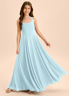 Azazie Kady Junior Robe Trapèze en Mousseline de soie Encolure en Forme de Cœur Bleu Nuage image4