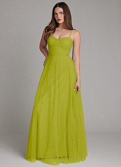 Azazie Teagan Bridesmaid Dresses Lemongrass A-Line Sweetheart Neckline Tulle Dress image4