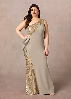 Azazie Aria Mère de la mariée Robes Robe Sirène en Dentelle Paillettes Taupe image7