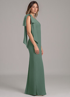 Azazie Capri Bridesmaid Dresses Eucalyptus A-Line One Shoulder Chiffon Dress image3