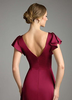 Azazie Omari Bridesmaid Dresses Burgundy A-Line Stretch Satin Dress image7
