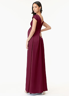 Azazie Allessia Abiti da damigella d'onore premaman Abito A-Line Plissettato Raso Elasticizzato Floor-Length image4