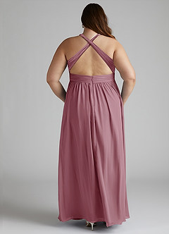 Azazie Ashia Bridesmaid Dresses Vintage Mauve A-Line Pleated Chiffon Dress image11