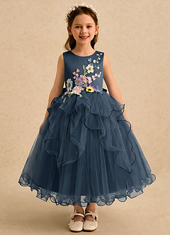 Azazie Savannah Flower Girl Dresses Neptune Ball-Gown Lace Tulle Dress image3