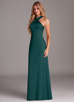 Azazie Doretta Brautjungfernkleider Meerjungfrau-Linie Plissee Stretch-Satin Kleid Kiefer image4