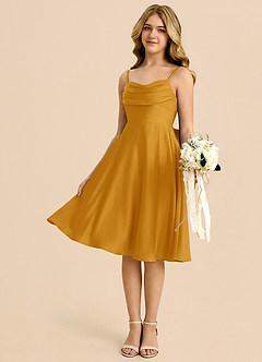 Azazie Bear Butterscotch A-Line Sweetheart Neckline Stretch Satin Dress image4