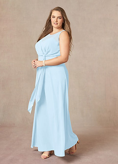 Azazie Marchioness Mother of the Bride Dresses Sky Blue A-Line Scoop Pleated Chiffon Dress image9