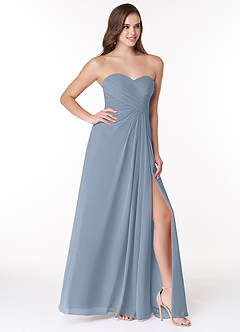 Azazie Arabella Allure Abiti da Damigella Abito Convertibile A-Line in Chiffon Scollo a Cuore Blu Polveroso image5