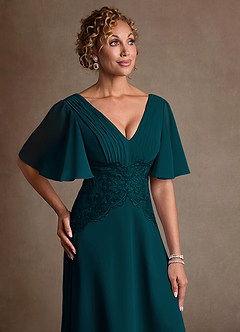 Azazie Milliat Suknie dla Matki Panny Młodej Linia A Koronka Szyfon Długość podłogi Sukienka image5