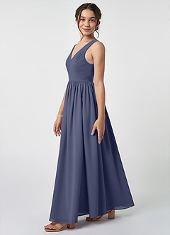 Azazie Keyla Junior Stormy A-Line Pleated Chiffon Dress image3