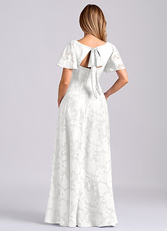 Azazie Kimber Bridesmaid Dresses White A-Line with Pockets Floral Burnout Dress image8