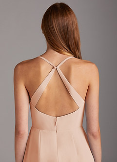 Azazie Manila Vestidos de damas de honor Vestido de Rosa Inglesa de Gasa de Corte Recto con Cuello en V image5