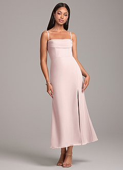 Azazie Saige Bridesmaid Dresses Blushing Pink Sheath Off the Shoulder Chiffon Convertible Dress image7