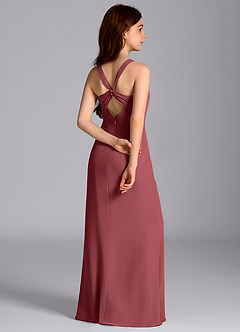 Azazie Mero Junior Abito Sirena in Chiffon Plissettato Merlot image7