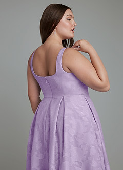 Azazie Amalie Bridesmaid Dresses Lilac A-Line Pleated Floral Burnout Dress image8