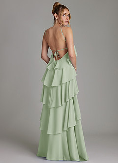 Azazie Deena At-home Try On Dresses Dusty Sage A-Line Ruched Chiffon Dress image2