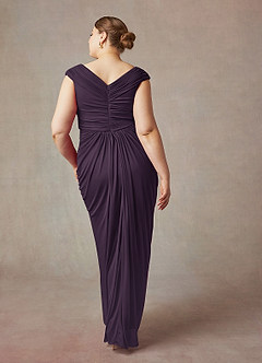 Azazie Lisolette Mother of the Bride Dresses Plum Sheath Pleated Mesh Dress image10