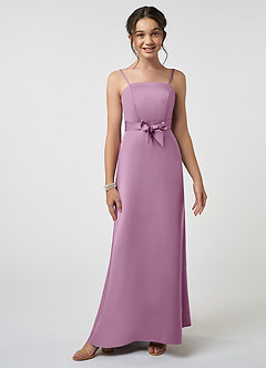 Azazie Anina Junior Robe Trapèze en Satin extensible Arc Glycine image1