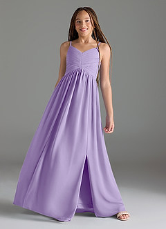 Azazie Alia Junior Lilac A-Line Pleated Chiffon Dress image1