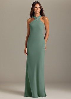 Azazie Doretta Bridesmaid Dresses Eucalyptus Mermaid Pleated Chiffon Dress image1