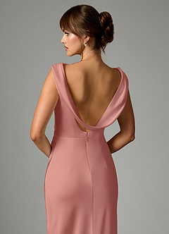 Azazie Kieryn Brautjungfernkleider Meerjungfrau-Linie Plissee Stretch-Satin Kleid Rosettenrosa image2