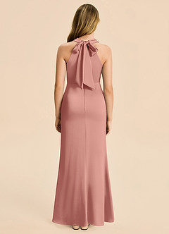 Azazie Thea Junior Rosette Sheath Ruched Stretch Satin Dress image2