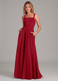 Azazie Shaude Bridesmaid Dresses Scarlet A-Line Pleated Chiffon Dress image1