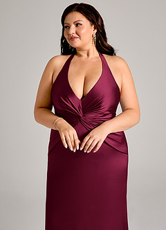 Azazie Valerie Robes de demoiselle d'honneur Robe Sirène en Satin extensible Plissé Bourgogne image13
