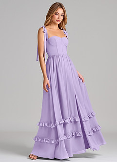 Azazie Anastacia Bridesmaid Dresses Lilac A-Line Sweetheart Neckline Chiffon Dress image4