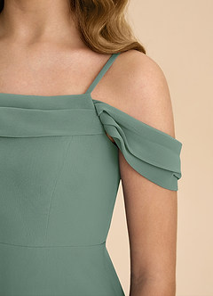 Azazie Anselie Junior Eucalyptus A-Line Off the Shoulder Chiffon Dress image8
