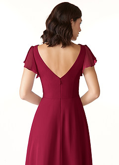 Azazie Omari Bridesmaid Dresses Burgundy A-Line Chiffon Dress image6