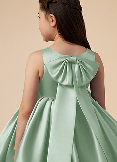 Azazie Bo Peep Flower Girl Dresses Agave A-Line Bow Matte Satin Dress image5