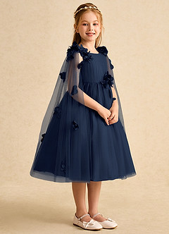 Azazie Staria Blumenmädchenkleider Ballkleid Gestreift Tüll Kleid Dunkelmarine image8
