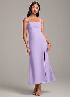 Azazie Saige Robes de demoiselle d'honneur Robe Fourreau Convertible en Mousseline de soie Épaule décolletée Lilas image7