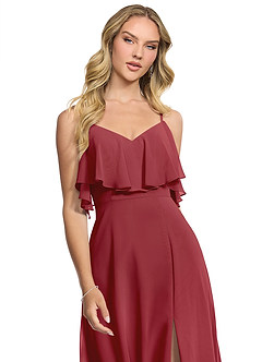 Azazie Jean Bridesmaid Dresses Pomegranate A-Line Chiffon Convertible Dress image4