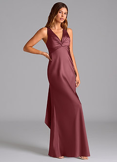 Azazie Hati Bridesmaid Dresses Desert Rose Mermaid Stretch Satin Dress image1