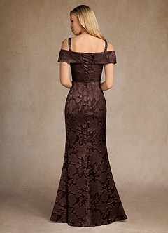 Azazie Canton vestidos de madre de la novia Vestido Ganache de Devorado Floral de Corte Sirena con Hombros descubiertos image7
