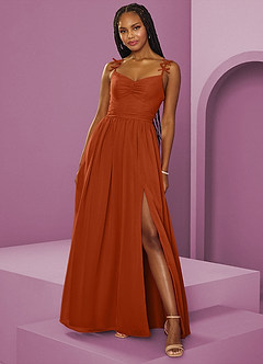 Barbie ♥ Azazie Bridesmaid Dresses Burnt Orange A-Line Pleated Chiffon Dress image12