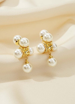 front Pearl Blossom Stud Earrings