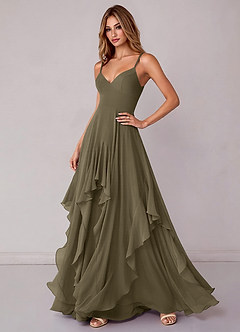 Azazie Zaina Bridesmaid Dresses Willow Green A-Line Chiffon Dress image5