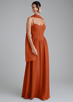 Azazie Alisha Bridesmaid Dresses Burnt Orange A-Line Corset Chiffon Dress image1
